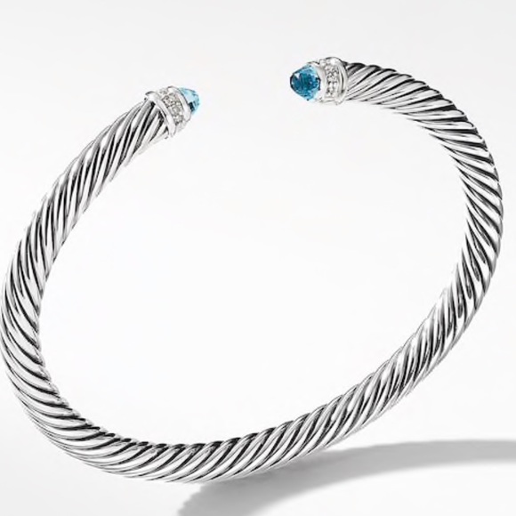 David Yurman Jewelry - David Yurman 5MM Blue Topaz & Diamond Bracelet